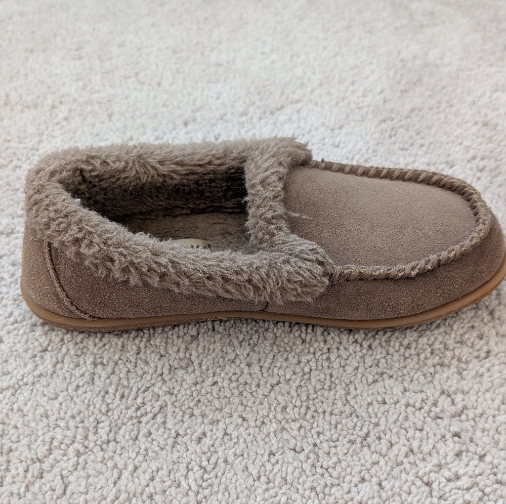 Minnetonka Women's Size 6M Shoes Brown Suede Faux Fur Lined Slippers Loafers - Picture 8 of 12